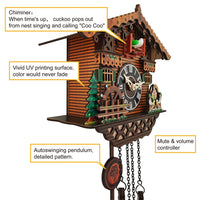 1 x RAW Customer Returns PIAOPIAO Cuckoo Clock, Black Forest Cuckoo Clocks Carved, Wooden House Scene Cuckoo Clock, Original with Cuckoo Call, Suitable for Living Room Bedroom Kitchen Restaurant Caf Hotel Decoration - RRP €81.8