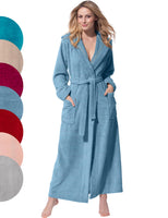 1 x RAW Customer Returns Morgenstern bathrobe women extra long hood terry velour luxury dressing gown jeans blue M - RRP €80.62