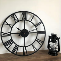 1 x RAW Customer Returns GUDEMAY Large Vintage Wall Clock XXL Diameter 50 cm Diameter - Retro Country House Style, Silent, Roman Numerals, Metal Decorative Wall Clock for Living Room, Kitchen, Bedroom - Black - RRP €49.68