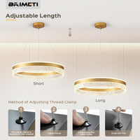 1 x RAW Customer Returns BRIMETI Modern Kitchen Chandelier LED Dining Table Pendant Light 50cm Nordic Pendant Lamp 60W LED Ceiling Light 3000K 4000K 6000K, for Living Room Dining Room Gold  - RRP €100.84