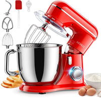 1 x RAW Customer Returns KICHOT 4.5L Stand Mixer, 1300W 10 Speed Electric Food Processor with Dough Hook, Flat Beater, Wire Whisk Splash Guard, Red - RRP €89.99