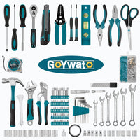 1 x RAW Customer Returns GoYwato tool box filled professional 287-piece tool box filled tool set for household with ratchet wrench socket pliers adjustable wrench multifunctional tool blue - RRP €69.41