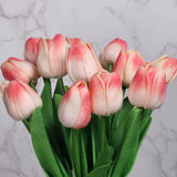 2 x Brand New huaao 12pcs Artificial Latex Tulips Bouquet Artificial Flowers PU Real Touch Bouquet, Wedding Table Party, Office Decoration, Floral Arrangements, Champagne Pink - RRP €30.24