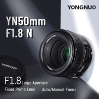 1 x RAW Customer Returns Yongnuo YN50 mm Nikon lens for DSLR cameras F 1.8, 58 mm, AF MF , black - RRP €122.0