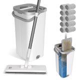 1 x RAW Customer Returns Masthome mop set with bucket, floor mop set with 10 microfiber pads and long stainless steel handle, cleaning bucket with mop, mop with wringing function for all floors, white - RRP €47.89