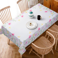 1 x RAW Customer Returns Yrendenge Spring Flowers Tablecloth 140 240cm Polyester Wipeable Watercolor Tablecloth Machine Washable Decorative Summer Tablecloth White for Picnic, Party, Garden, Living Room, Dining Table - RRP €20.16