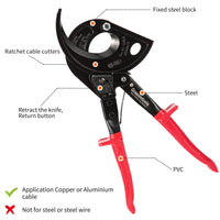 1 x RAW Customer Returns Ratchet Cable Cutter, Ratchet Cutter and Wire Cable Cutter, Cuts up to 400mm , HS520A Heavy Duty Aluminium and Copper Ratchet Cable Cutter - RRP €58.99