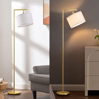 1 x RAW Customer Returns EDISHINE Living Room Floor Lamp with Beige Linen Lampshade with Adjustable Angle, E27 Socket, Bulbs Not Included, Metal Floor Lamp with Foot Switch - RRP €58.48