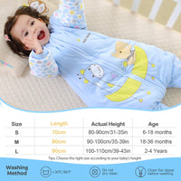 1 x RAW Customer Returns MIKAFEN Winter Long Sleeve Sleeping Bag with Feet 3.5 Tog for Children with Legs, Blue Moon S 75-85cm - RRP €27.99