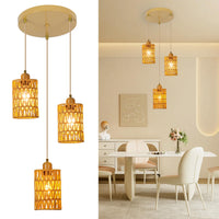 1 x RAW Customer Returns FORCOSO pendant light dining table - hanging lamp rattan 3 flames, boho lamp rattan hanging lamp, hanging ceiling light dining table lamp E27 for dining room kitchen bedroom living room hallway - RRP €54.99