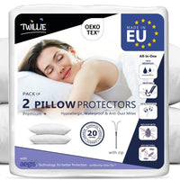 2 x RAW Customer Returns Twillie cushion cover waterproof 50x60 cm set of 2 pieces - Aegis - ko-TEX certified. Pillow protector with zipper Pillow protector cover Breathable, Hypoallergenic, Anti-mite, Antibacterial - RRP €46.8