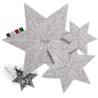 1 x RAW Customer Returns s lmo I 3 felt stars for table decoration I felt coaster star large to small I table coaster felt as winter decoration inside, grey Manhattan Grey  - RRP €8.46