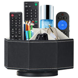 1 x RAW Customer Returns YAPISHI Rotating Remote Control Holder 9 Rooms Desk Organizer and Decorations for Living Room Leather Bedside Storage Tray for TV Controller Makeup Brush Pen Office Supplies Eyeglasses - RRP €24.96