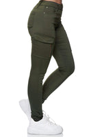 1 x RAW Customer Returns Elara Women s Cargo Pants Slim Fit Denim Chunkyrayan Olive Green YH2527 Olive-34 XS  - RRP €27.18