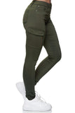 1 x RAW Customer Returns Elara Women s Cargo Pants Slim Fit Denim Chunkyrayan Olive Green YH2527 Olive-34 XS  - RRP €27.18