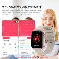 1 x RAW Customer Returns Smartwatch Men Women ECG HRV 1.96 Fitness Watch with Phone Function 24H Blood Fat Uric Acid Body Fat Heart Rate Body Temperature Blood Pressure Measurement SOS Emergency Call Health Watch for Android iOS - RRP €69.99