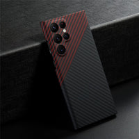 1 x RAW Customer Returns TIMECAT Slim and Lightweight Aramid Carbon Fiber Case for Samsung Galaxy S22 Ultra for S22 Ultra, Black red  - RRP €36.6