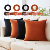 8 x Brand New MIULEE velvet cushion cover 50 x 50 cm cushion cover set of 4 sofa cushions velvet cushions decorative throw pillows couch cushions decorative cover sofa cushion cover for living room children office orange and black - RRP €205.44