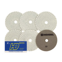 1 x RAW Customer Returns Wet Diamond Polishing Disc - HIGHDRIL 6 pieces 125MM 50 diamond grinding pad for granite, marble, ceramic, artificial stone grinding block used on grinder or polisher - RRP €28.99