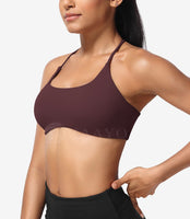 3 x Brand New ZAAYO Sports Bra Women Sports Bra Crossback Without Wire Spaghetti Padded Gym Bra Bustier for Summer Yoga Fitness Burgundy X-Small - RRP €65.01