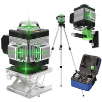 1 x RAW Customer Returns Cross line laser, KKnoon 4x360 laser spirit level with tripod, with lifting platform and magnetic wall mount cross line laser green 16 lines, cross line laser self-leveling - RRP €77.21