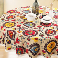 2 x Brand New ZOESURE round tablecloth, 150 cm round tablecloth, sunflower boho tablecloth, washable round, dirt-repellent table cloth for outdoor use, stain protection, easy to clean for kitchen, dining table, coffee table - RRP €40.8