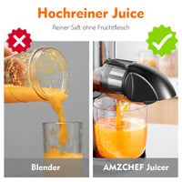 1 x RAW Customer Returns AMZCHEF Cold Press Blender - Juice and Vegetable Extractor - Juice Blenders with 2 Tanks and Brush - Cold Press Slow Juicer Machine with Reverse Mastication Function - Silver - RRP €122.33