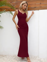 1 x RAW Customer Returns Missufe Summer Dress Cocktail Dress Festive Party Dress Maxi Dress Women s Evening Dress Bodycon Dresses Burgundy Red, Medium  - RRP €42.28