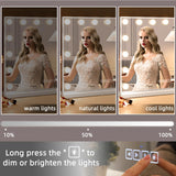 1 x RAW Customer Returns Hansong Makeup Mirror with Lights and Bluetooth Hollywood Mirror with 15 LED Bulbs Makeup Mirror with 3 Color Lighting Modes Table or Wall Mounted with Bulbs - RRP €123.92