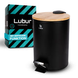 2 x RAW Customer Returns Lubur cosmetic bin 3L - practical bathroom waste bin with bamboo lid - small waste bin for bathroom and toilet - non-slip hygiene bin - black cosmetic waste bin with soft close soft-close mechanism - RRP €44.28