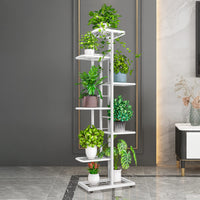 1 x RAW Customer Returns VASZOLA Metal Flower Shelf 7 Tiers 8 Pots, Multi-Tier Flower Stand, Flower Bench, Plant Stairs, Standing Shelf, Shelf for Indoor, Balcony, Decoration White  - RRP €54.99