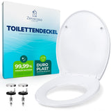 1 x RAW Customer Returns Universal Standard Oval Shaped Toilet Seat, Duroplast Water Seats, Toilet Seat with Automatic Lowering and Quick Closing for Easy Cleaning - RRP €39.07