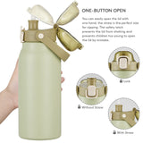 1 x RAW Customer Returns Autsel stainless steel drinking bottle with straw 1.7L bottle large drinking bottle made of metal outdoor bottle BPA-free jug for camping fitness green - RRP €23.99