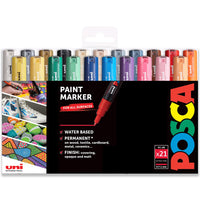 1 x RAW Customer Returns Uni Posca art marker PC-1M, for fabric glass metal, complete set with 21 colours - RRP €51.99