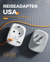 1 x RAW Customer Returns TESSAN Spanish to American Plug Adapter, 3X USA Plug Adapter with 2 USB, American Plug for Canada Mexico Colombia Thailand, United States Type B Adapter, USA Plug - RRP €31.99