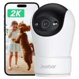 1 x RAW Customer Returns Jeeber 24 7 pet camera with app 360 degree swivel WiFi indoor camera surveillance inside, 2K WiFi surveillance camera inside with automatic tracking, two-way audio dog camera for pet baby - RRP €35.99