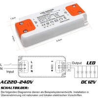 1 x RAW Customer Returns LED transformer LED transformer 1-15W 230V to 12V LED driver power supply, no LED flicker, no transformer noise, LED low-voltage transformer for G4 MR16 GU5.3 LED halogen, pack of 1 - RRP €10.07