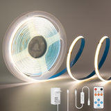 1 x RAW Customer Returns PAUTIX COB LED Strip White 4000K, 3m 480LEDs M Dimmable 24V Flexible LED Strip lights Set with RF Remote Control and Power Supply, CRI 85 Bright Under Cabinet Light for Home DIY Decoration, Timer Function - RRP €21.62