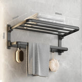 1 x RAW Customer Returns Towel holder without drilling black matt, self-adhesive towel holder bathroom, wall-mounted towel holder with 5 towel hooks, bath towel holder, towel shelf for bathroom kitchen, 58 cm, aluminum - RRP €43.27