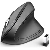 1 x RAW Customer Returns iClever Ergonomic Mouse Wireless, 2.4G Wireless Vertical Mouse Ergonomic with 6 Buttons, 1000 1600 2000 2400 DPI for Laptop, Computer, Desktop, Mac, Windows, MacOS - Black - RRP €25.56