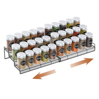 1 x RAW Customer Returns Housolution Spice Organizer Cabinet made of metal, 2 pieces expandable spice rack kitchen cabinet organizer with 3 levels, spice ladder cabinet organizer for kitchen, black - RRP €23.72