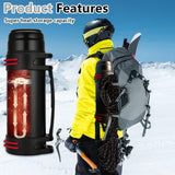 1 x RAW Customer Returns Molbory Thermos Bottle 1.2L, Thermos Flask, Double Wall Stainless Steel Insulated Bottle with 2 Cups Robust Handle Carrying Strap, Robust Camping Insulated Bottles, Outdoor Thermos Flask, 24h Hot Cold - RRP €15.25