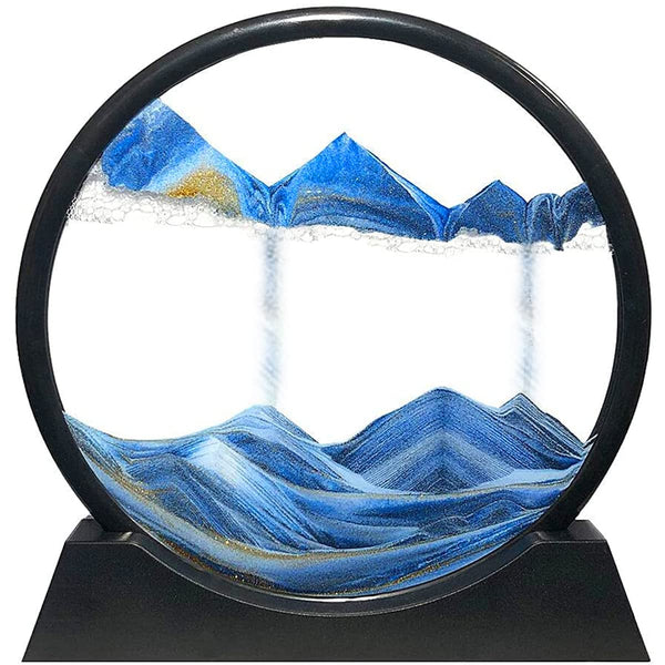 11 x Brand New AOLIFLY 12INCH Moving Sand Art Picture, Dynamic 3D Sand Art Painting, Round Glass Sand Art Sand Landscapes, Fluid Movement for Home Office Desktop Decor Gifts 12inch-Blue, Blue  - RRP €343.75