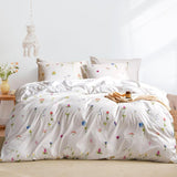 1 x RAW Customer Returns Freyamy flower bed linen 135x200cm 4-piece white colorful floral girls bedding sets 100 microfiber floral pattern duvet cover 2 duvet covers with zipper and 2 pillowcases 80x80cm - RRP €47.35