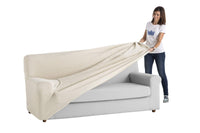 1 x RAW Customer Returns textile-home TEIDE Elastic Sofa Cover, 3 seater - From 180 to 240 cm. Ivory color - RRP €30.85