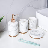 1 x RAW Customer Returns Schw nlein bathroom set, 4-piece bathroom accessories made of ceramic soap dispenser, toilet brush, soap dish and toothbrush cup silver gold  - RRP €31.75