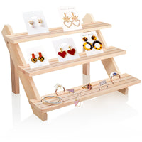 2 x RAW Customer Returns ZONITOK Tiered Wooden Riser Display Stand, Collectibles Display Riser Shelf, Cupcake Stand Jewelry Organizer for Pop Figures Cupcakes Perfumes Cosmetics 3-Tier Burlywood  - RRP €57.98