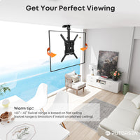 1 x RAW Customer Returns PUTORSEN 23-55 inch TV ceiling mount, swiveling, foldable, height-adjustable ceiling mount for TVs, TV mount for flat roofs or sloping roofs, max. load 20KG, max. VESA 400x400mm - RRP €40.32