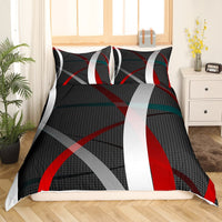 1 x Brand New Geometric Duvet Cover Geometric Circles Bedding Set Kids Boys Girls Modern Abstract Art Comforter Cover Multi Color Red Black 3Pcs Double Size - RRP €22.8