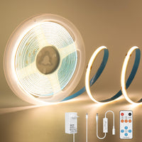 1 x RAW Customer Returns PAUTIX COB LED Strip Lights 3000K Warm White, 3m 480LEDs M Dimmable LED Strip Light Kit, 24V Super Bright LED Tape Lights with 18Key RF Remote Control for Home DIY - RRP €20.16